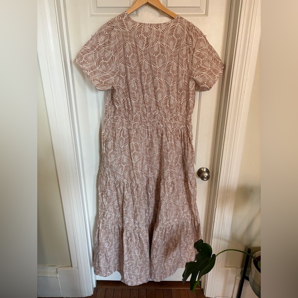 Anthropologie The Somerset Maxi Dress Print Smocked Brown Ivory Sand 2X - Picture 10 of 13